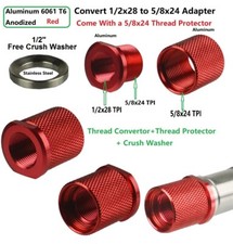 Red Adapter Convert 1/2x28 TPI Muzzle Thread to 5/8x24 5/8-24 Pr Washer