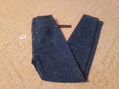 Lee Body Optix Jeans High Rise Scarlett Skinny Blue Rose Design 30 NWT 5262