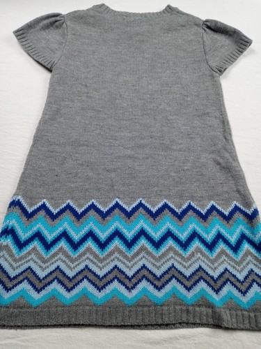 IT'S OUR TIME GIRLS CREAM COMBO SWEATER DRESS M (10/12) GRAY STRIPES CLASSIC - Picture 7 of 9