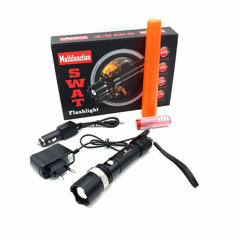 Linterna LED Tactica Recargable Policial Alta Potencia Zoom con Cono Naranja luz