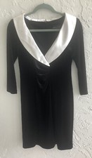 Black Velour Satin Lapel Dress Sz 8P Cocktail Party Christmas Wedding