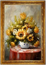 Ölbild BLUMEN Ölbild Blumenmotive Blumenstillleben ÖLGEMÄLDE HANDGEMALT 60x90cm