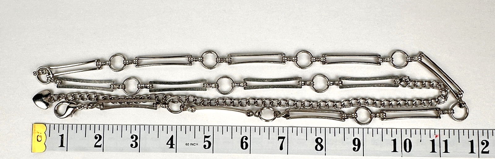 Belt Silver Tone Rectangular Open Link Chain Cent… - image 5