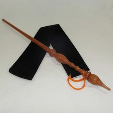 16.25" Hand Turned Mahogany Wood Magic Wand Witch Wizard Wicca w/ Velvet Bag