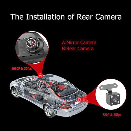 Rearview Mirror Car DVR Camera ADAS Car Dash Cam Video Recorder With Speaker Mic - Picture 9 of 12