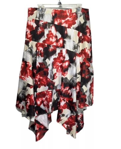 Tamsy Floral Asymmetrical Midi Skirt Plus Size XL