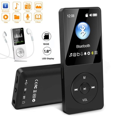 MP3 Player Bluetooth MP4 Media HiFi Music Speaker FM Radio Recorder 16G Storage