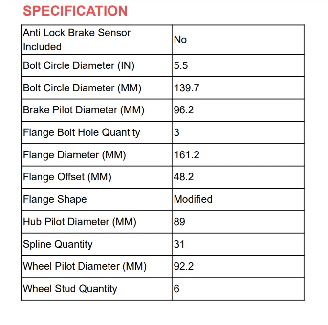 Cojinete de cubo de rueda de pasajero delantero 6 tacos para Kia Sedona Hyundai Entourage Foto 3 de 4