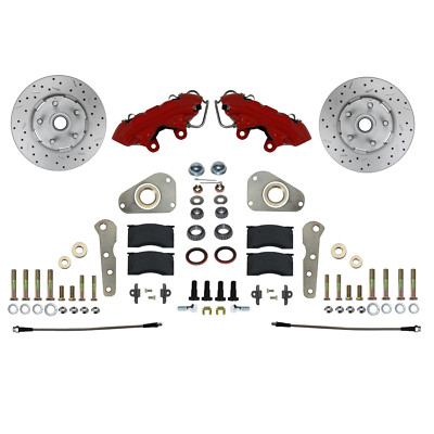 LEED Brakes -RFC0025SMX Spindle Kit with Drilled Rotors and Red Calipers
