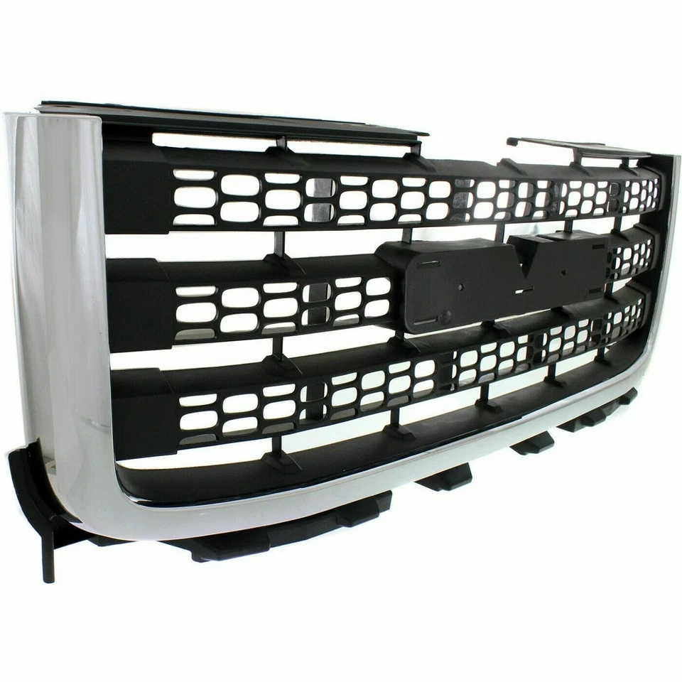For 2011-2014 GMC Sierra 2500 HD Sierra 3500 HD Front Grille Chrome with Black Foto 4 de 4