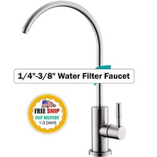 Grifo de Filtro de Agua RO para Beber Cromado de 1/4, 3/8 Pulgadas, Fregadero de