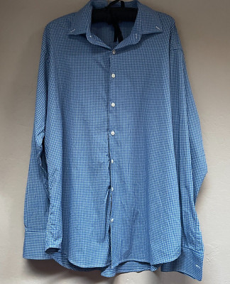 Peter Millar Men's Summer Comfort Plaid Shirt XL Blue Button-Down Long Sleeve