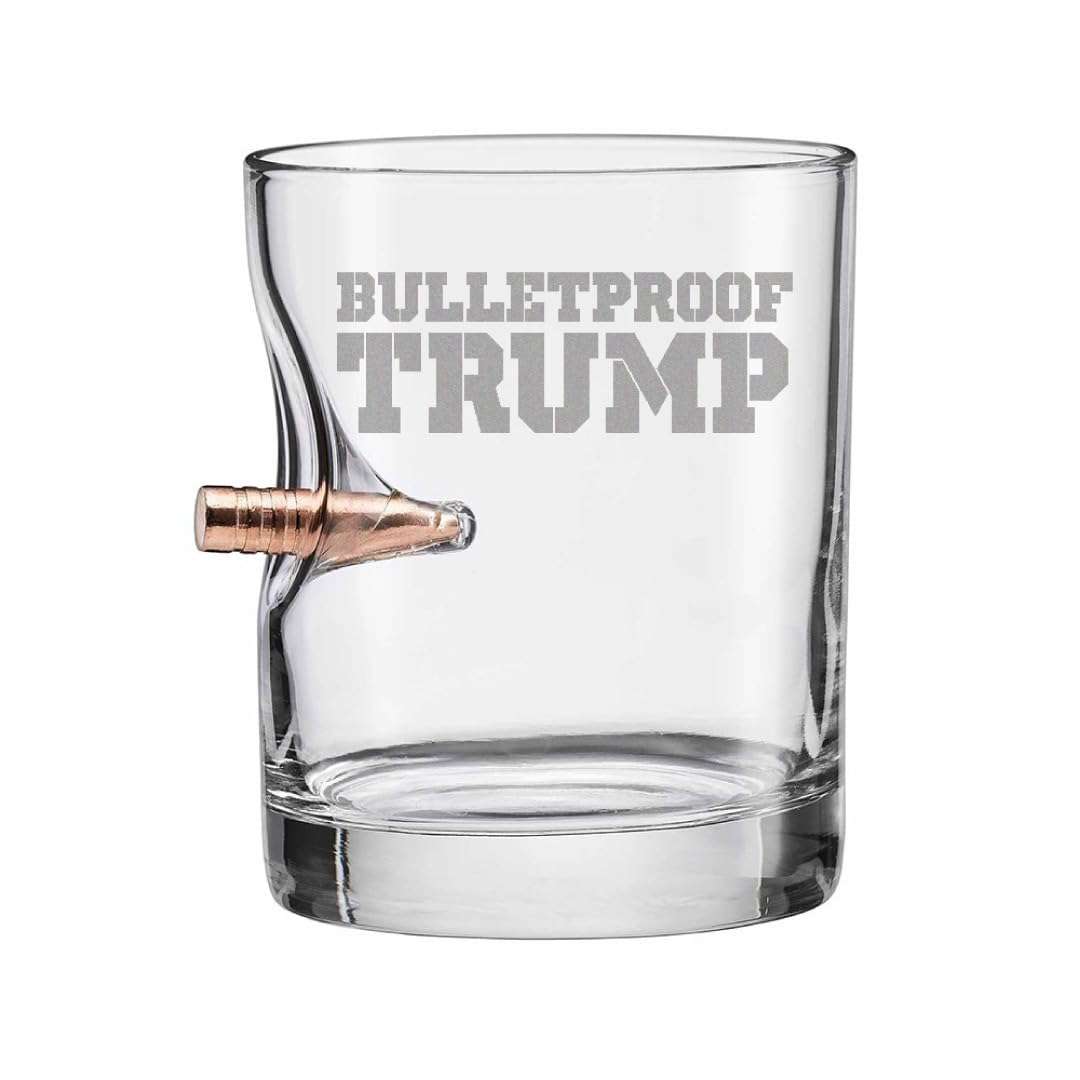 Bulletproof Trump Drinking Glasses - Made in the USA - MAGA (11Oz Rocks Glass)
