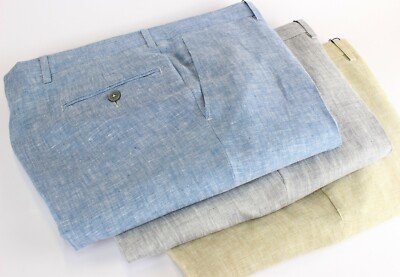 PANTALONE UOMO CLASSICO100% LINO MADE IN ITALY ANCHE TAGLIE FORTI TG.46-60  | eBay