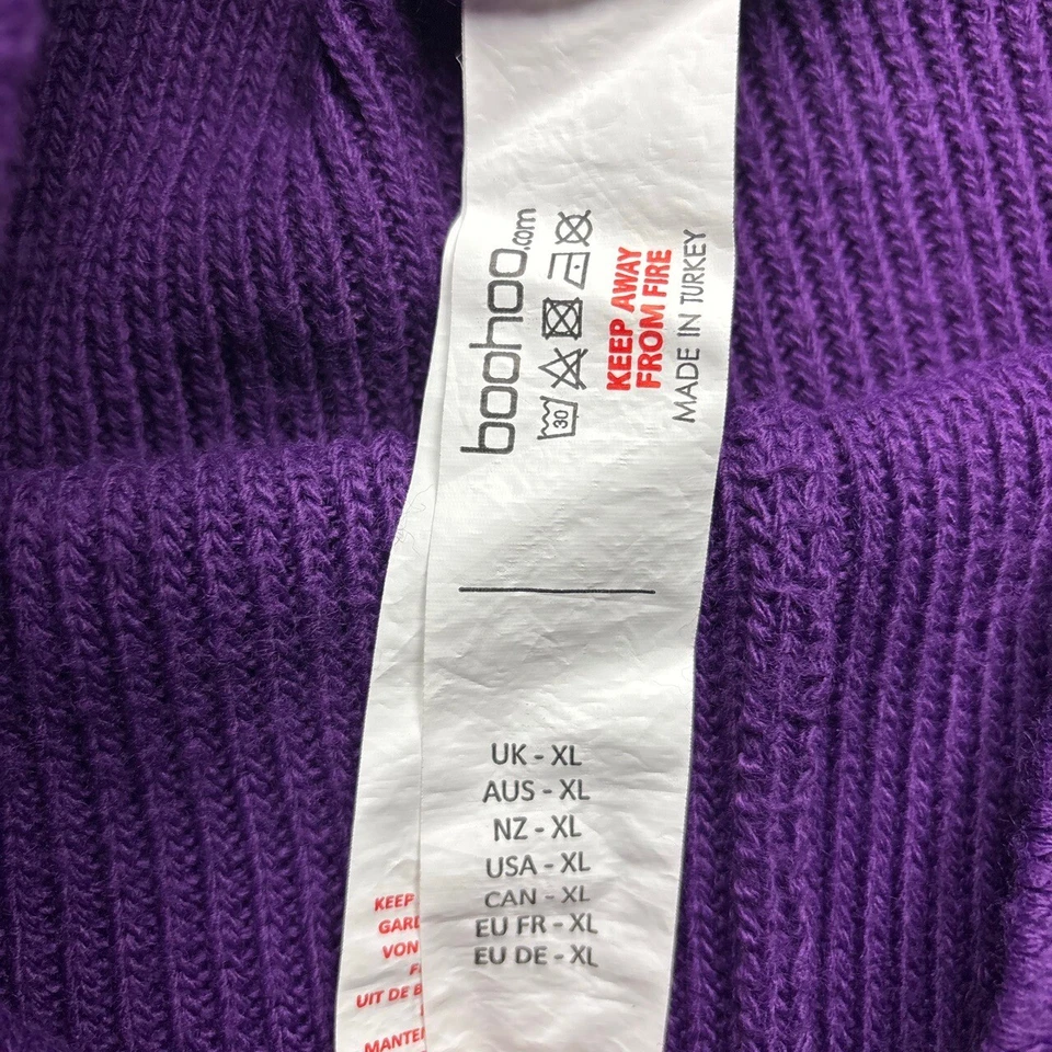 Pantalones Boohoo para mujer XL púrpura acampanado tela acanalada cintura elástica bohemio Foto 3 de 4