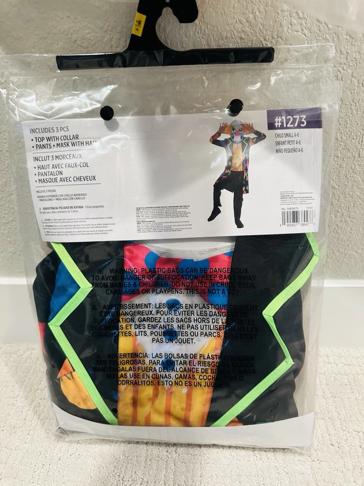 Nuevo Disfraz Bruiser el Payaso Circo Carnaval Halloween Niño Mediano 4-6 Foto 4 de 4