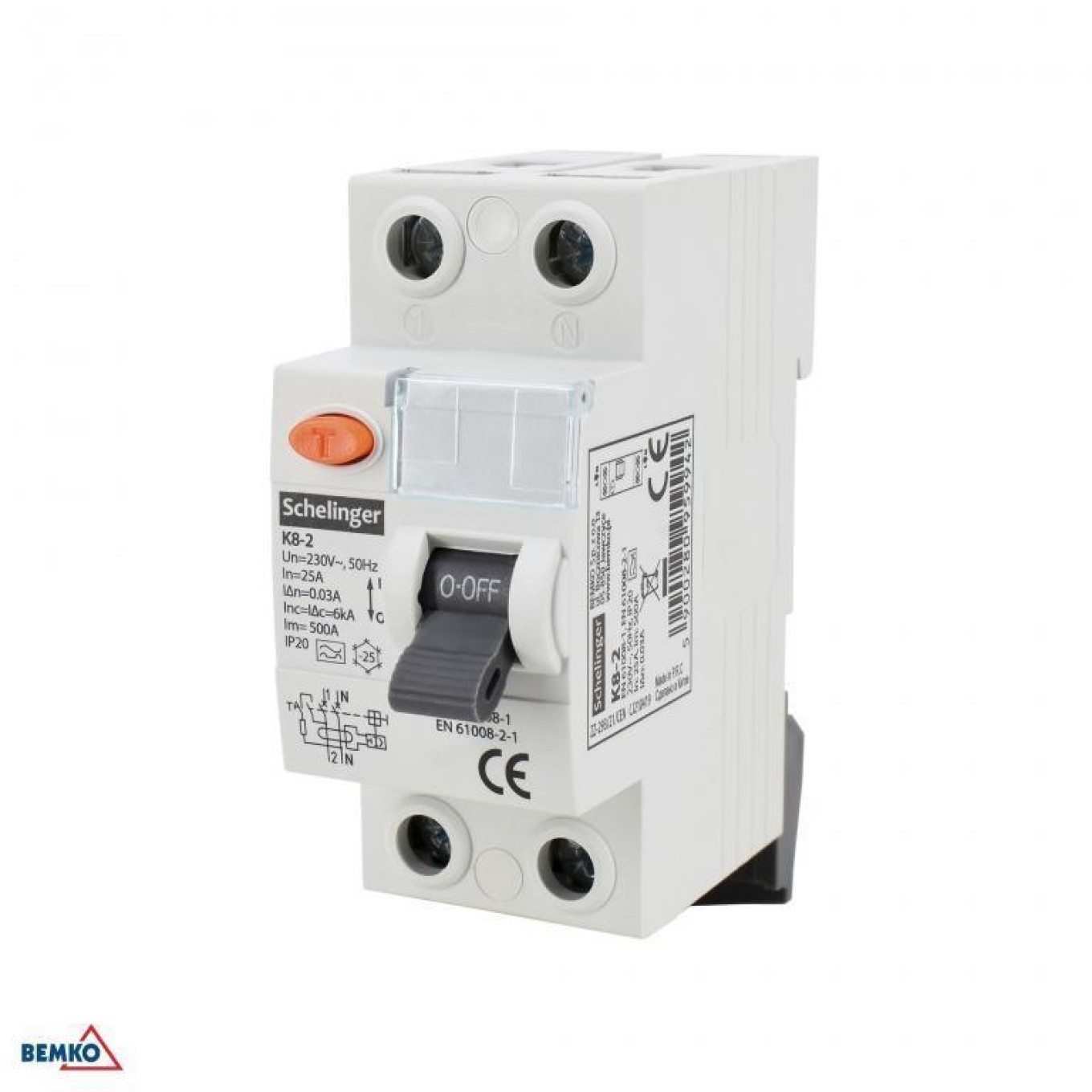 Residual Current Switch A 2P 63A 30mA K8 A03-K8-2-63-030