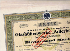 Zestaw 5 AG Glashüttenwerke 'Adlerhütten', Penzig koło Görlitz 1922, 1000 marek, selt