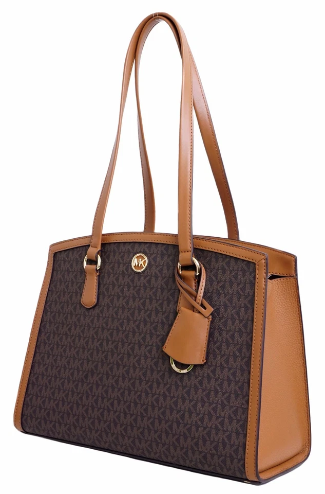 Michael Kors Acorn Chantal Medium Tote Sac Marron Neuf - Photo 4/4