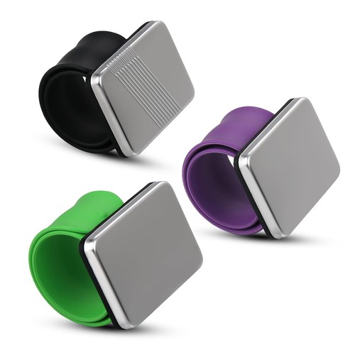3 Packs Magnetic Pin Holder Wristband - Purple Green Black Silicone Wristband...