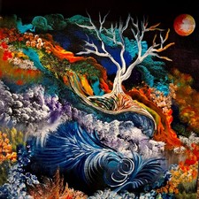 Acrylbild handgemalt abstrakt /Fantasie Landschaft,  30x30cm