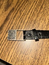 Vintage SILMEX Sterling Silver Aztec Belt Buckle On Leather Belt 19.67 Grams