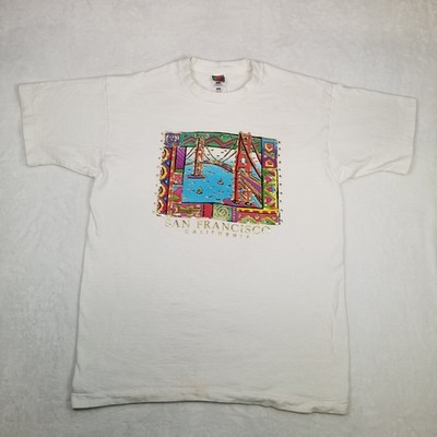 San Francisco Golden Gate Bridge Men's Graphic Tee Size Large White Classic