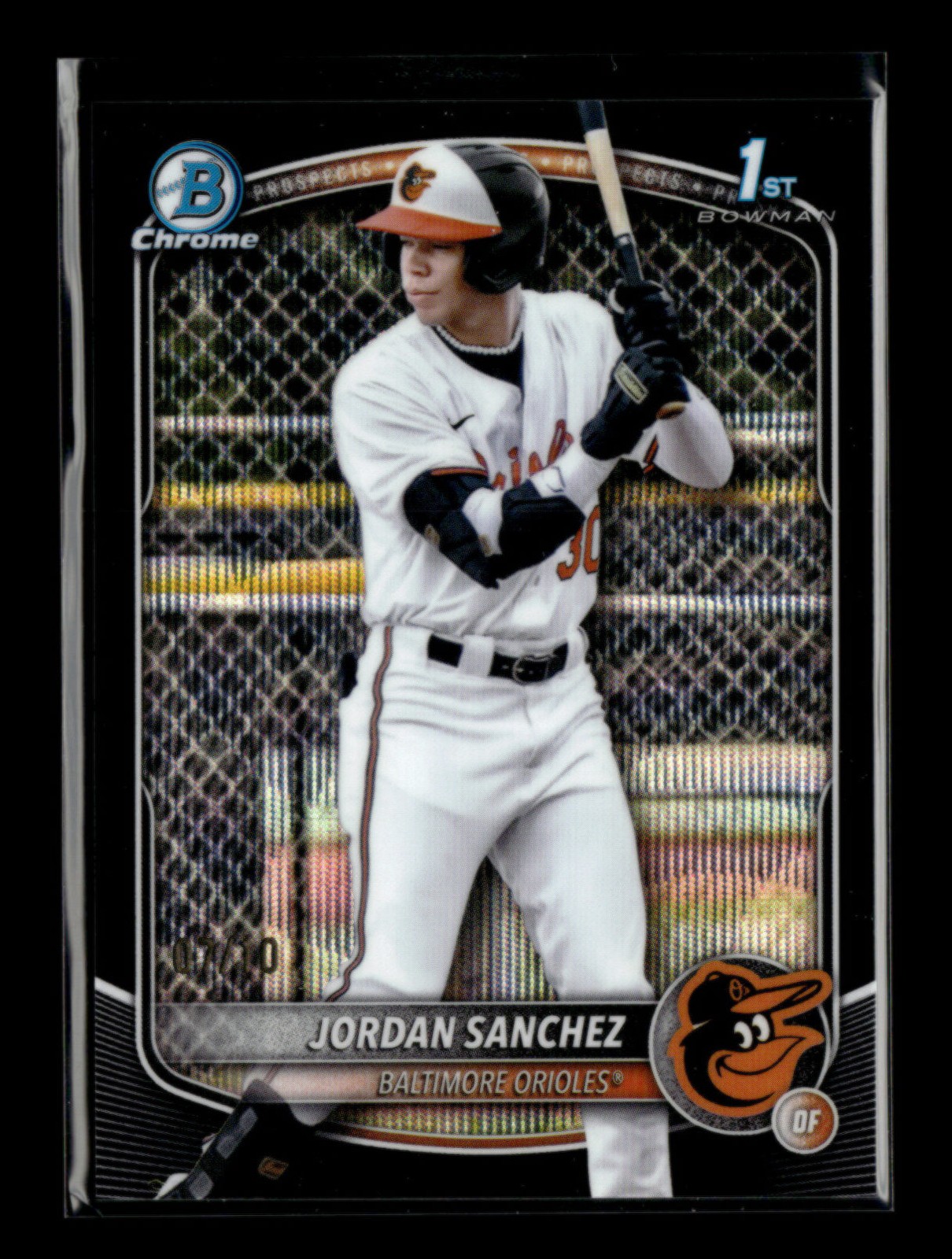 Jordan Sanchez 2025 Topps Bowman Chrome 1st Bowman Prospects Black Wave 07/10