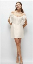 New Alfred Sung Off-the-Shoulder Corset Minidress in Ivory 4