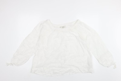 NEXT Damen weiße Viskose Basic Bluse Größe 8 U-Ausschnitt
