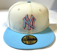 New York Yankees MLB NE Color Pack Fitted Hat~ Cream/Light Blue