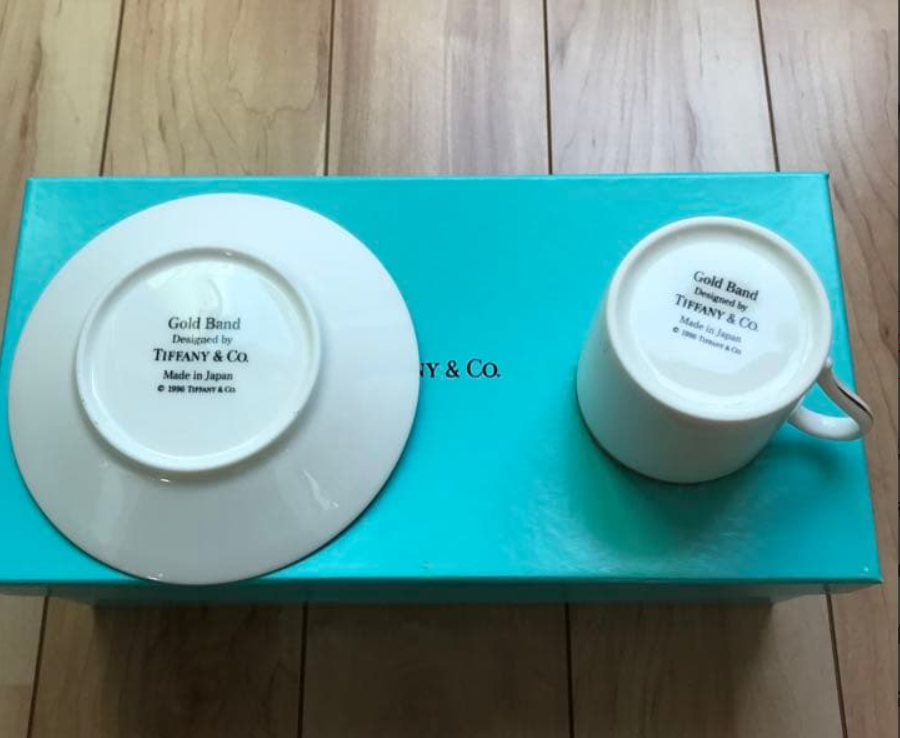 Tiffany & Co. Gold Band Demitasse Cup & Saucer 2pcs Set Authentic