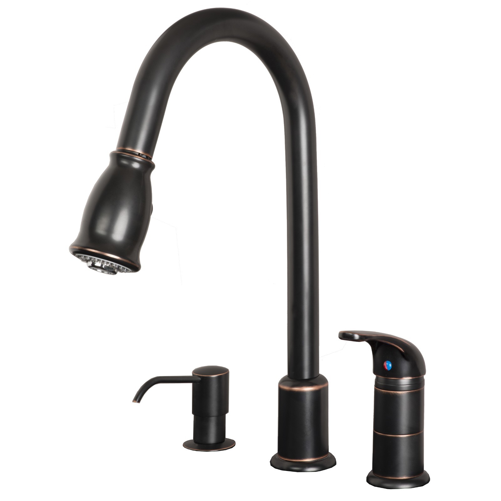 Single Handle Pull-Down Kitchen Faucet with Soap Dispenser Oil Rubbed Bronze