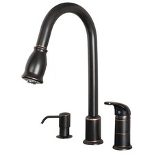 Single Handle Pull-Down Kitchen Faucet with Soap Dispenser Oil Rubbed Bronze
