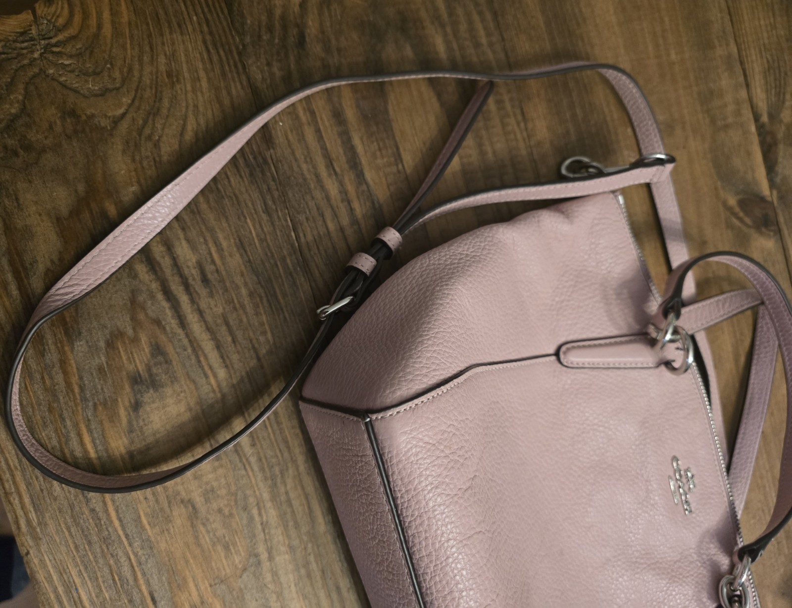 COACH Small F28993 Pebble Leather Hand Bag Purse Light Pink Nice image 4