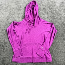 Columbia Womens Purple Slub Knit Cowl Neck Hoodie Thumbhole AL6112 Small