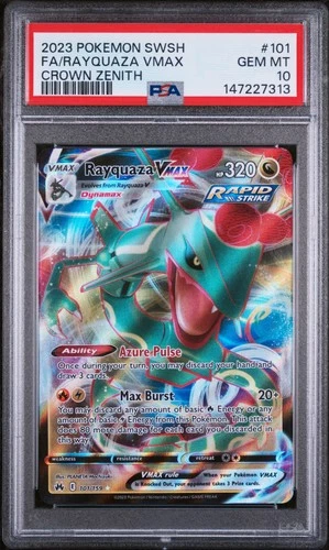 PSA 10 Rayquaza Vmax 101/159 Sword Shield Crown Zenith Pokemon 2023