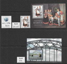 WC1_11780. LATVIA. 1996-2005 souv. sheets. Scott 415-416, 599, 623, 625. MNH