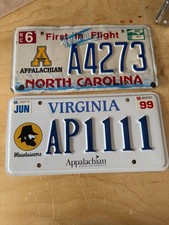 Lot of 2 North Carolina Virginia App State License Plates