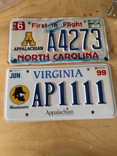 Lot of 2 North Carolina Virginia App State License Plates