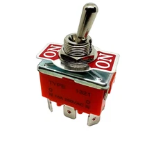 Rocker Toggle Switch ON-ON 6 Plug Solder Pins DPDT Plastic Latching Power 250VAC