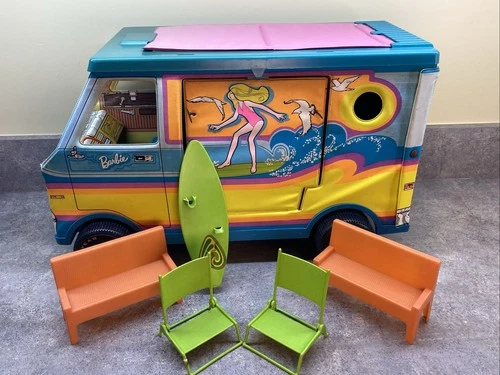 Vintage 70s Barbie 1971 Beach Bus Surfer Camper Mattel w/ Some Accessories