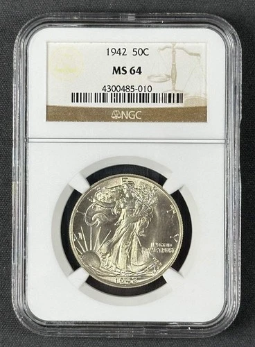1942 Walking Liberty Half Dollar 50¢ – NGC MS64 – U.S. Silver Coin