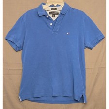 Tommy Hilfiger Custom Fit Polo Shirt Mens Size Medium Blue 2 Buttons