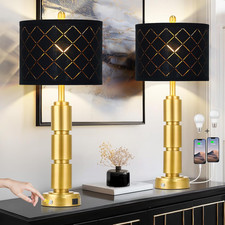 Set of 2 Modern Table Lamps for Living Room Bedroom,29" Tall Bedside Lamp with 2
