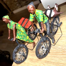 VTG Folk Art Man & Woman African Wire Bike Sculpture Abstract Metal Art " plc