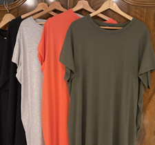 M&S NWT/NWOT 100% Cotton T-shirt Dress +Pockets/Side Slits UK 22 choose colour