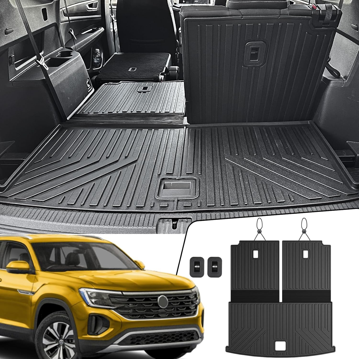 Cargo Matw/Backrest Mats for Volkswagen VW Atlas 2018-2024 2025 Car Mat Accessor