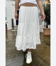 Brandy Melville Izzy Long White Midi Skirt one Size Flowy