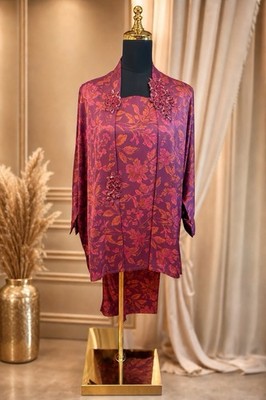Modern Silk Printed Cord Set Three Pieces for Women